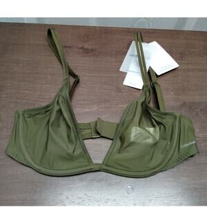 Calvin Klein NWT 32C Sheer Green Marquisette Unlined Plunge Underwire Demi Bra